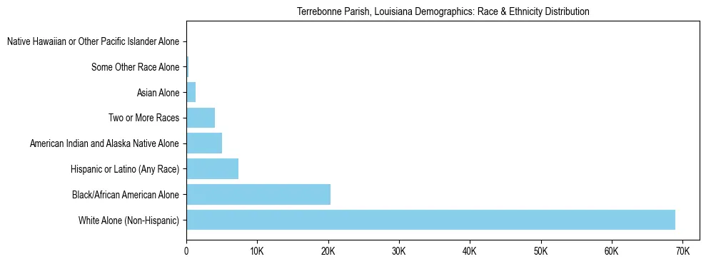 Race and Ethnicity Distribution Chart for Terrebonne Parish, Louisiana