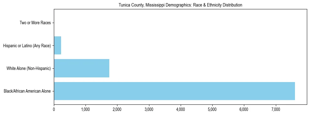 Race and Ethnicity Distribution Chart for Tunica County, Mississippi