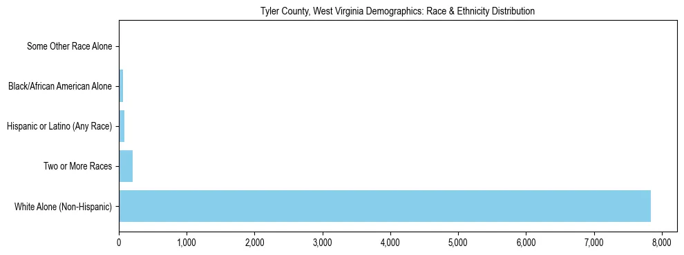 Race and Ethnicity Distribution Chart for Tyler County, West Virginia