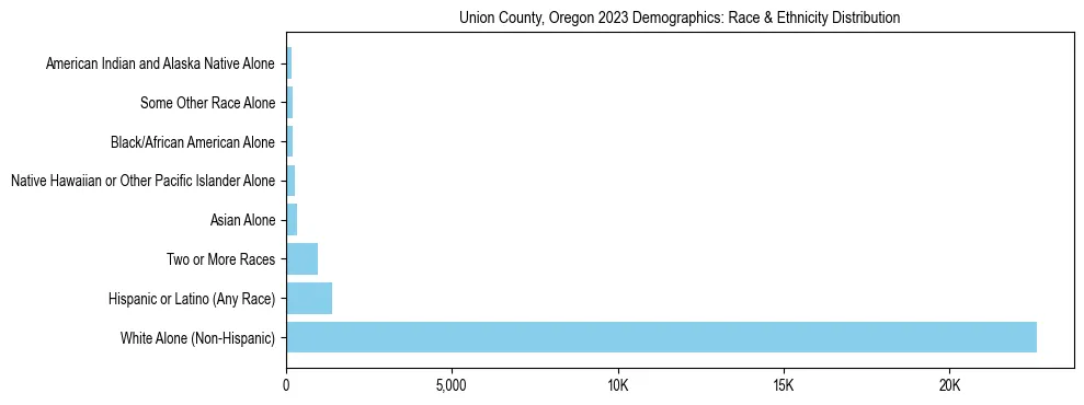 Race and Ethnicity Distribution Chart for Union County, Oregon