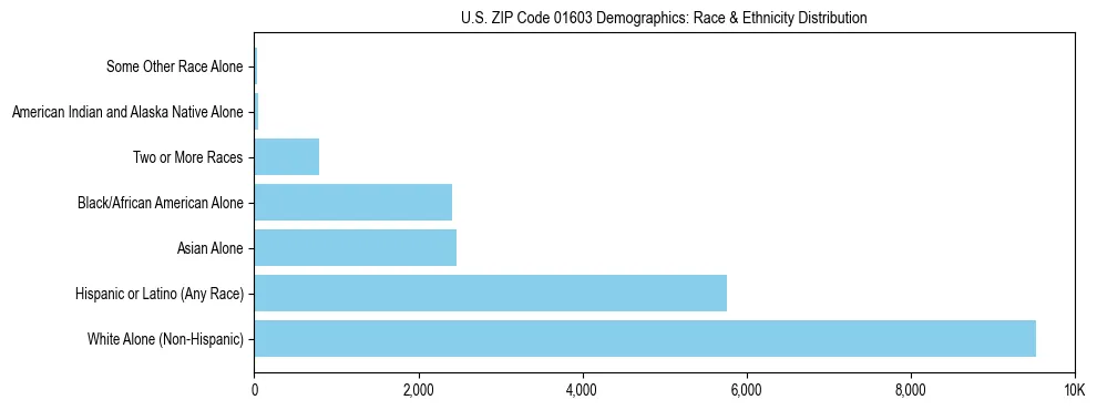 Race and Ethnicity Distribution Chart for US ZIP Code 01603