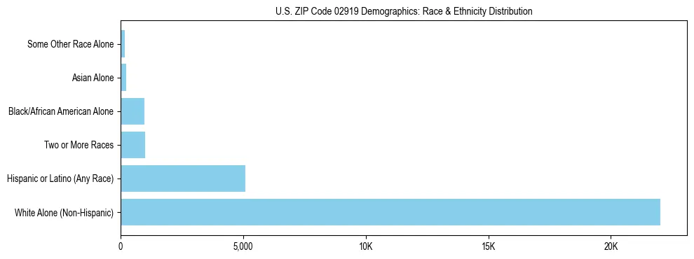 Race and Ethnicity Distribution Chart for US ZIP Code 02919
