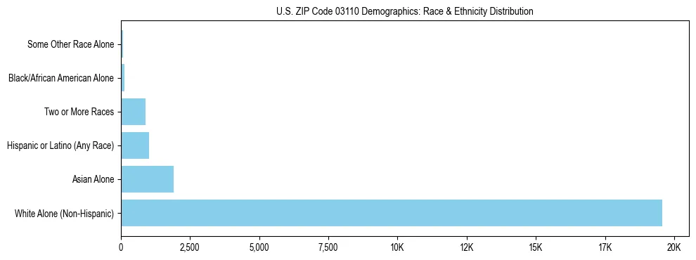 Race and Ethnicity Distribution Chart for US ZIP Code 03110