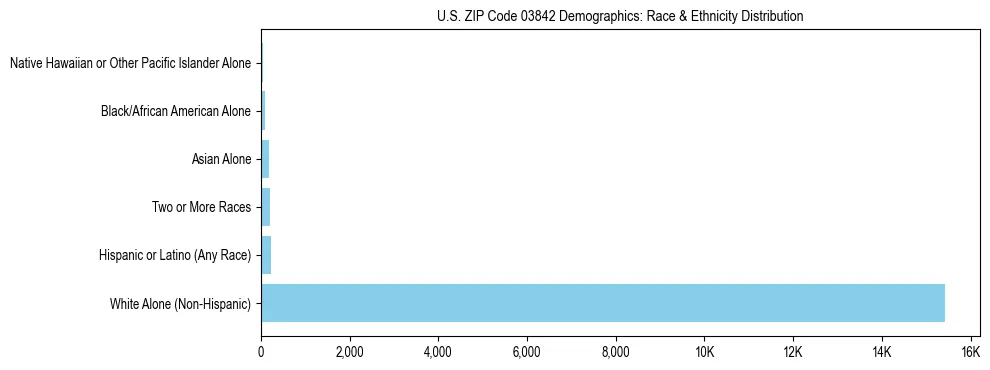 Race and Ethnicity Distribution Chart for US ZIP Code 03842