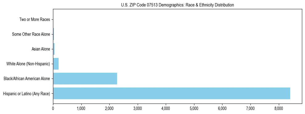Race and Ethnicity Distribution Chart for US ZIP Code 07513