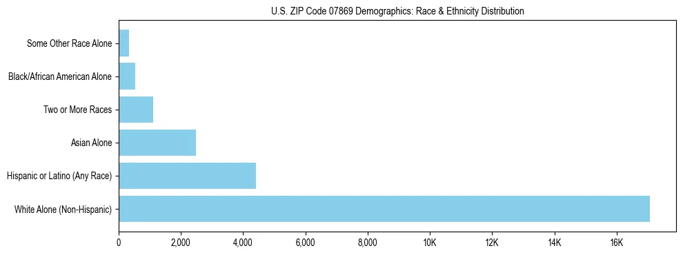 Race and Ethnicity Distribution Chart for US ZIP Code 07869