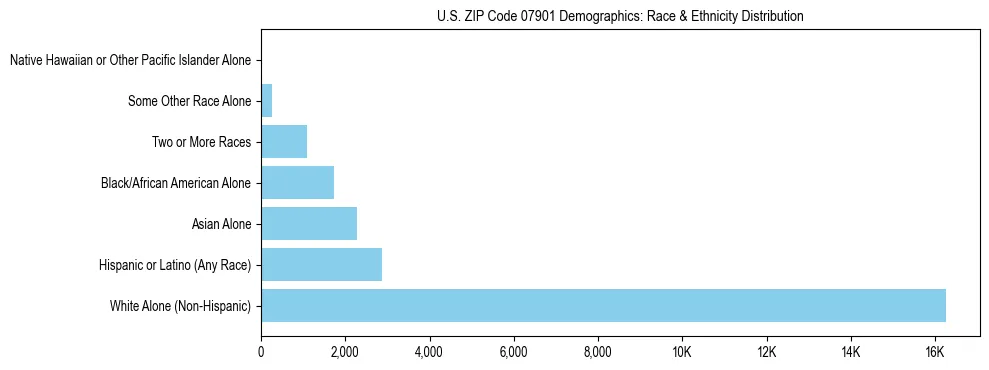 Race and Ethnicity Distribution Chart for US ZIP Code 07901