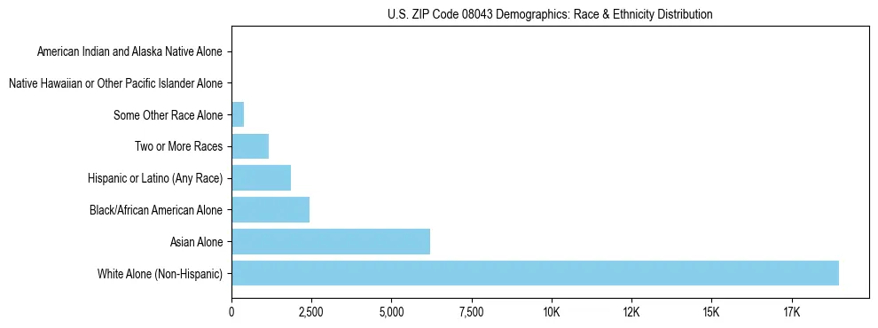 Race and Ethnicity Distribution Chart for US ZIP Code 08043