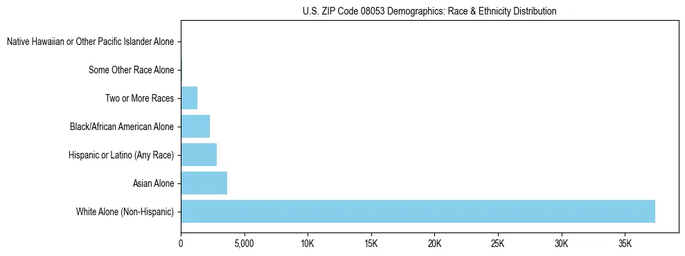 Race and Ethnicity Distribution Chart for US ZIP Code 08053