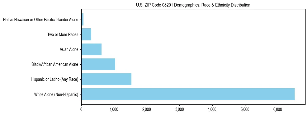 Race and Ethnicity Distribution Chart for US ZIP Code 08201