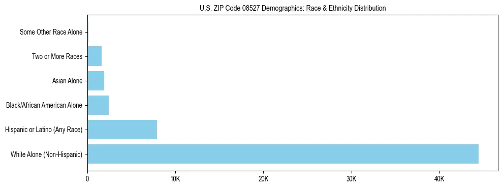 Race and Ethnicity Distribution Chart for US ZIP Code 08527