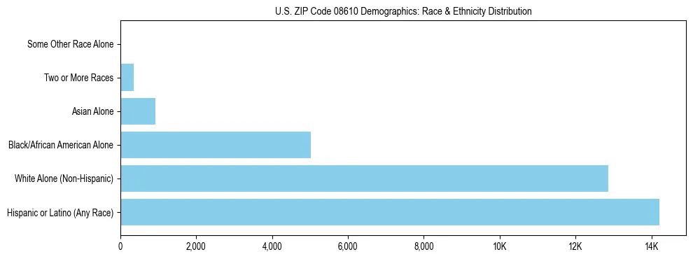Race and Ethnicity Distribution Chart for US ZIP Code 08610