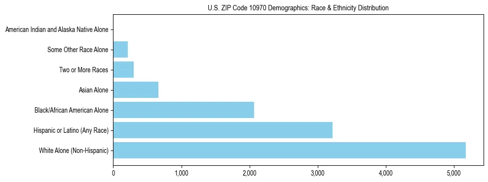 Race and Ethnicity Distribution Chart for US ZIP Code 10970