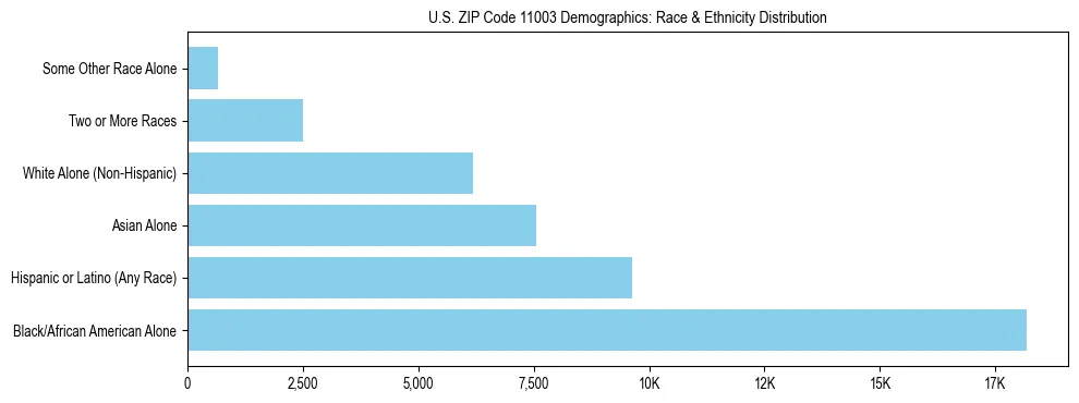 Race and Ethnicity Distribution Chart for US ZIP Code 11003