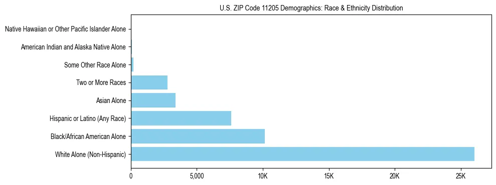 Race and Ethnicity Distribution Chart for US ZIP Code 11205