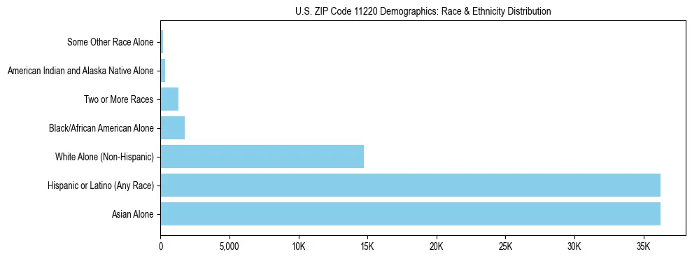 Race and Ethnicity Distribution Chart for US ZIP Code 11220