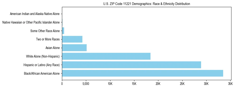 Race and Ethnicity Distribution Chart for US ZIP Code 11221
