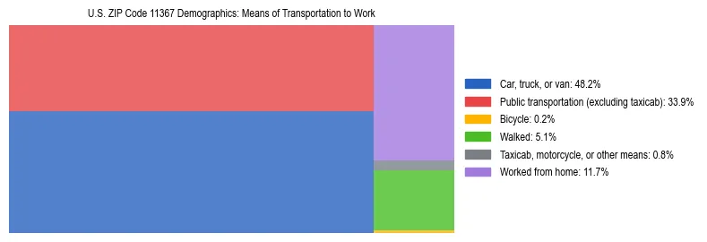 Treemap showing means of transportation to work distribution in US ZIP Code 11367.