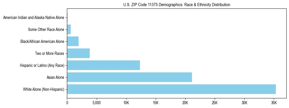 Race and Ethnicity Distribution Chart for US ZIP Code 11375