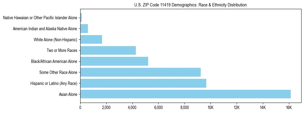 Race and Ethnicity Distribution Chart for US ZIP Code 11419