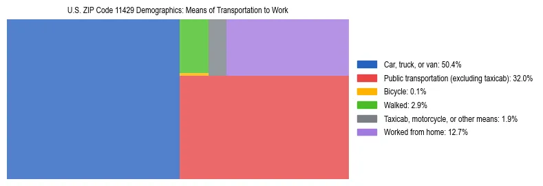Treemap showing means of transportation to work distribution in US ZIP Code 11429.