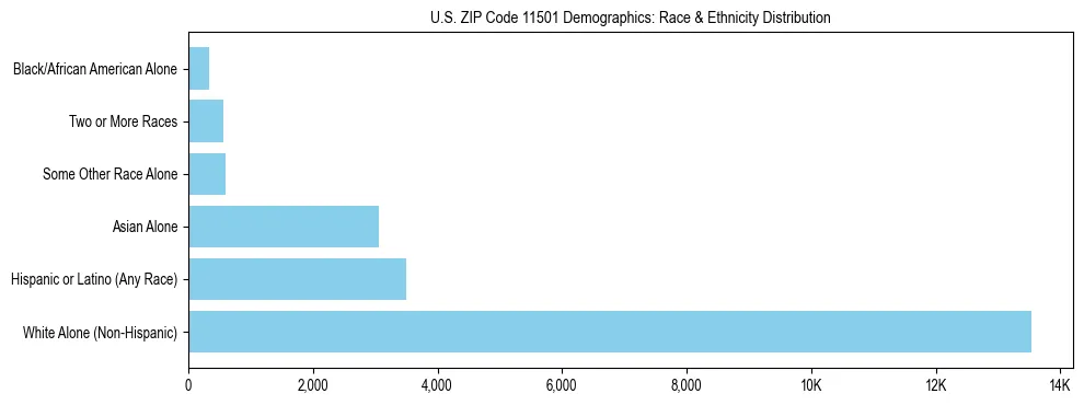 Race and Ethnicity Distribution Chart for US ZIP Code 11501