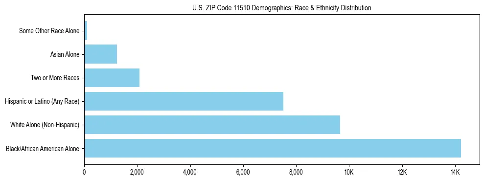Race and Ethnicity Distribution Chart for US ZIP Code 11510