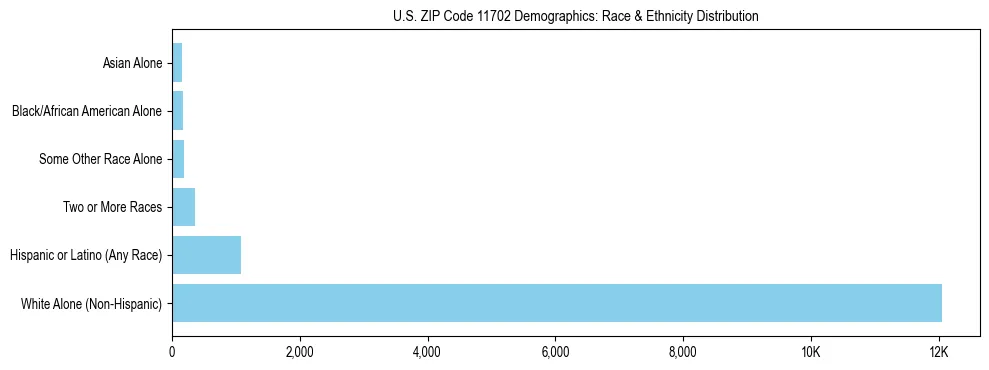 Race and Ethnicity Distribution Chart for US ZIP Code 11702