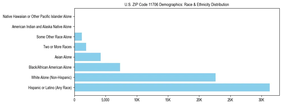 Race and Ethnicity Distribution Chart for US ZIP Code 11706