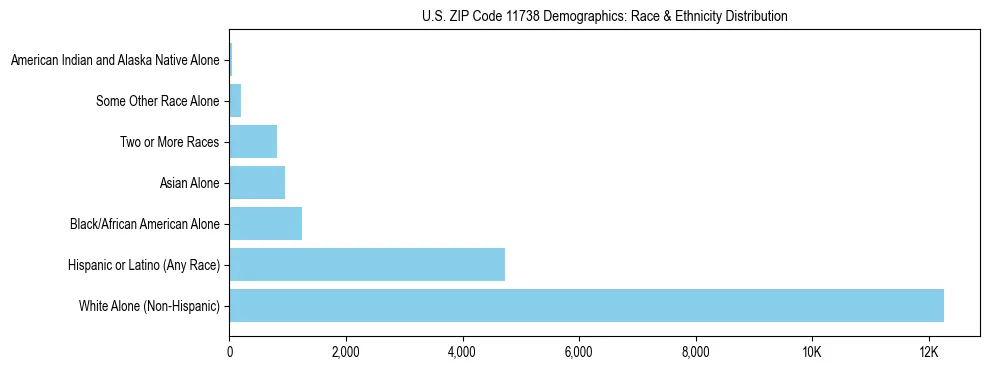 Race and Ethnicity Distribution Chart for US ZIP Code 11738
