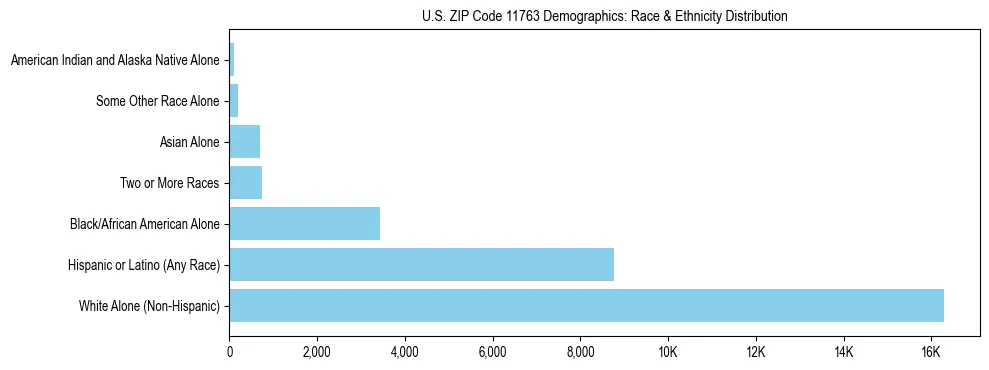 Race and Ethnicity Distribution Chart for US ZIP Code 11763
