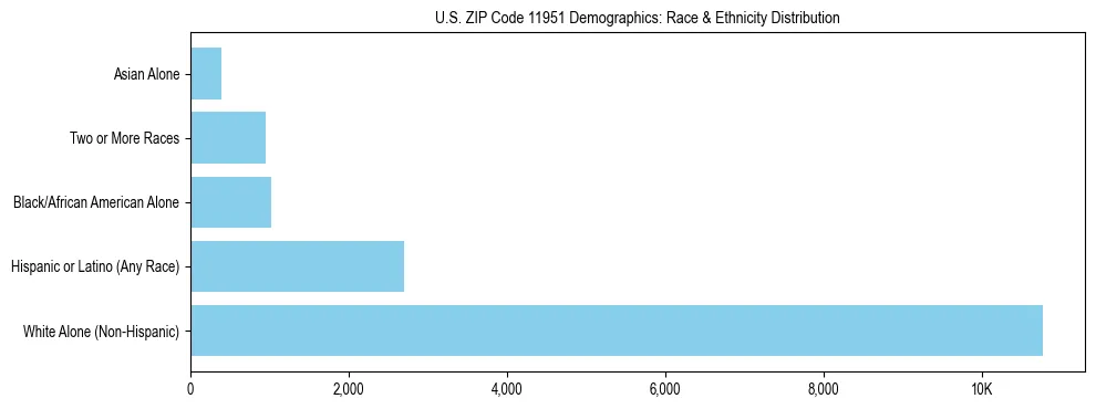Race and Ethnicity Distribution Chart for US ZIP Code 11951
