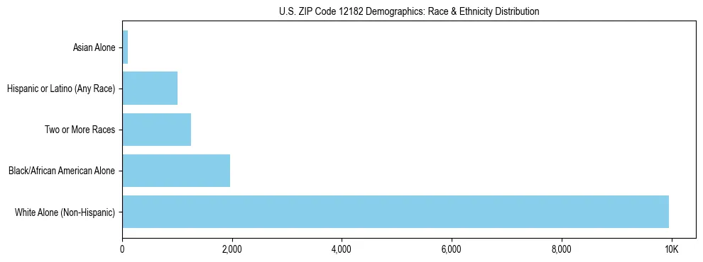 Race and Ethnicity Distribution Chart for US ZIP Code 12182