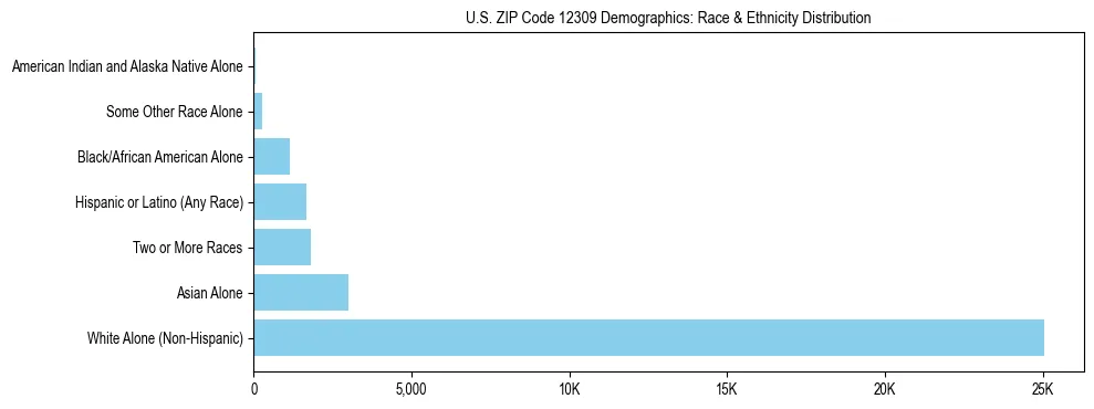 Race and Ethnicity Distribution Chart for US ZIP Code 12309