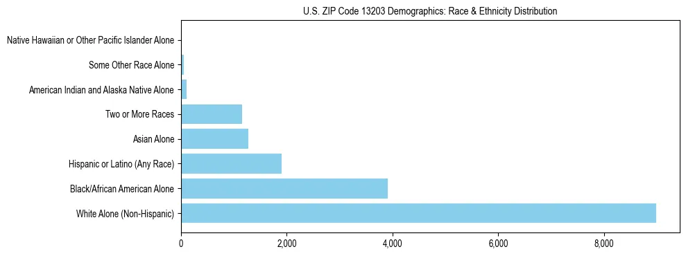Race and Ethnicity Distribution Chart for US ZIP Code 13203