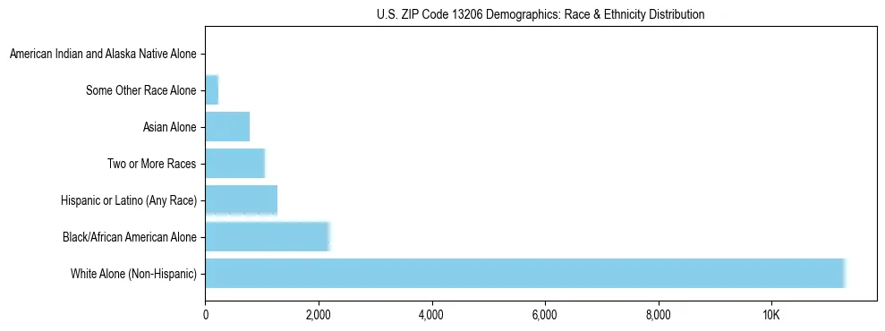 Race and Ethnicity Distribution Chart for US ZIP Code 13206