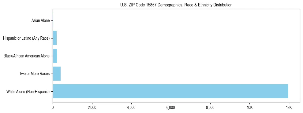 Race and Ethnicity Distribution Chart for US ZIP Code 15857