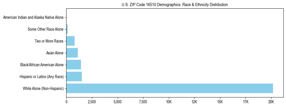 Race and Ethnicity Distribution Chart for US ZIP Code 16510