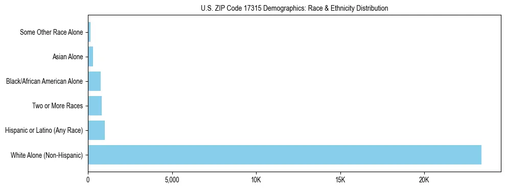 Race and Ethnicity Distribution Chart for US ZIP Code 17315