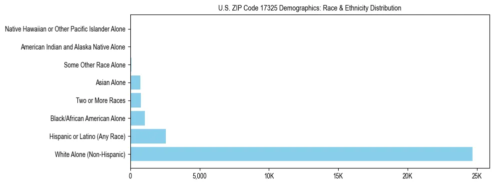 Race and Ethnicity Distribution Chart for US ZIP Code 17325