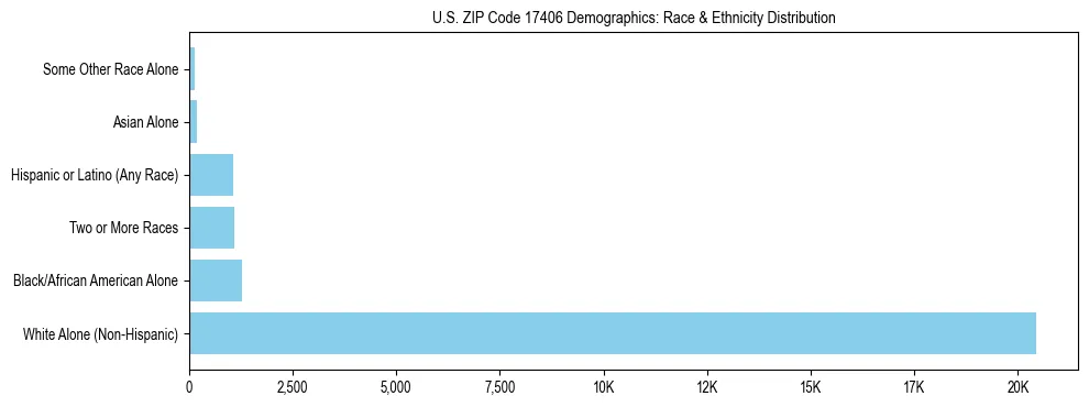 Race and Ethnicity Distribution Chart for US ZIP Code 17406