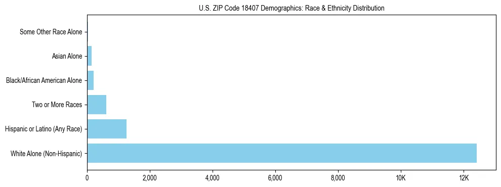 Race and Ethnicity Distribution Chart for US ZIP Code 18407