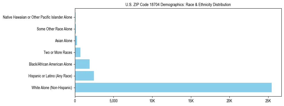 Race and Ethnicity Distribution Chart for US ZIP Code 18704