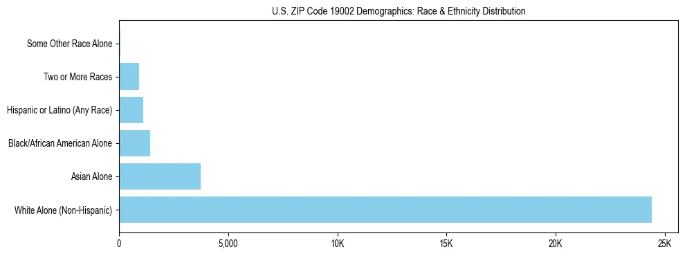 Race and Ethnicity Distribution Chart for US ZIP Code 19002