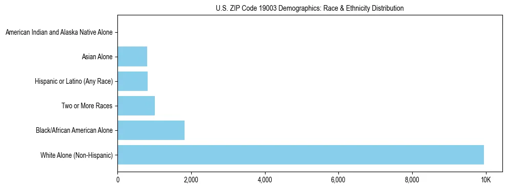 Race and Ethnicity Distribution Chart for US ZIP Code 19003