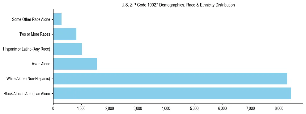 Race and Ethnicity Distribution Chart for US ZIP Code 19027