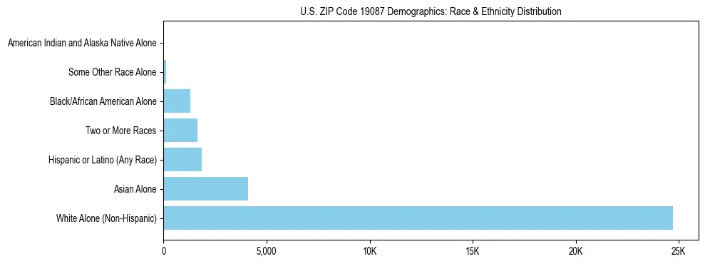 Race and Ethnicity Distribution Chart for US ZIP Code 19087