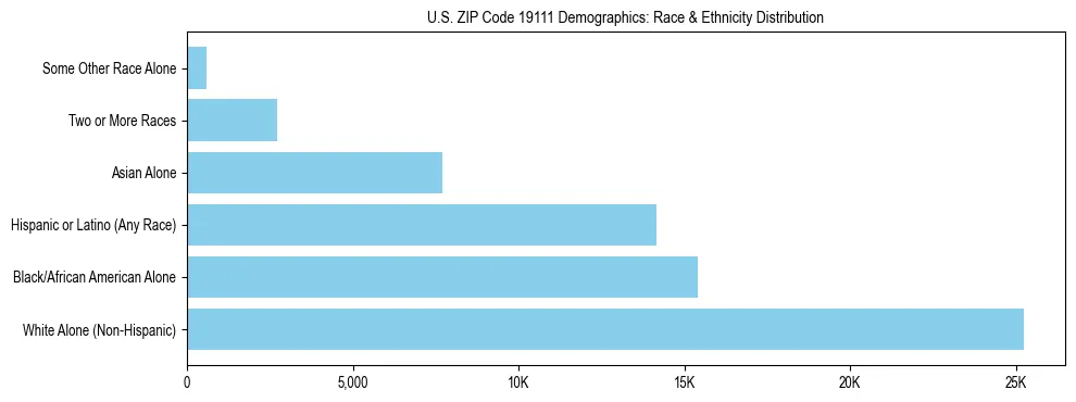 Race and Ethnicity Distribution Chart for US ZIP Code 19111