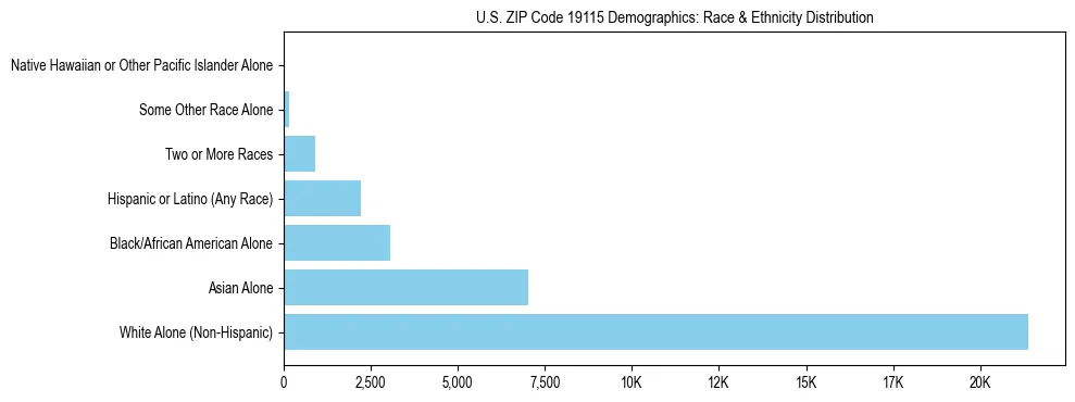 Race and Ethnicity Distribution Chart for US ZIP Code 19115