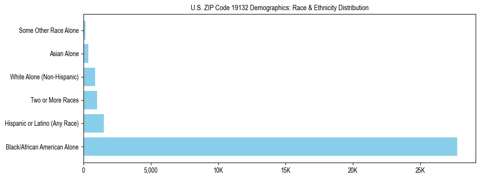 Race and Ethnicity Distribution Chart for US ZIP Code 19132